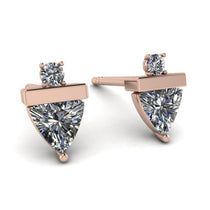 Triangle Diamond Earrings With Round Stone - Estella No. 2 image 1