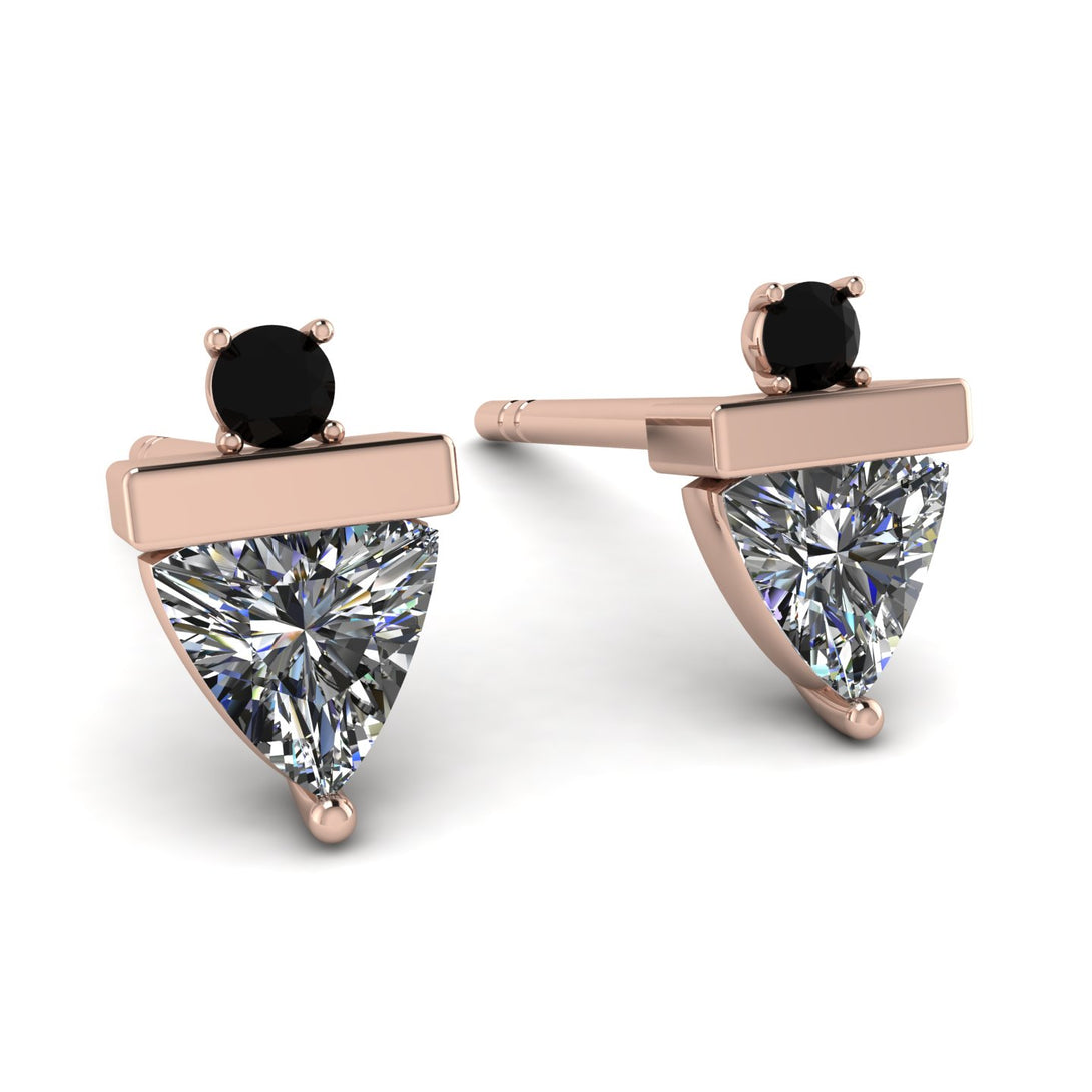 Triangle Diamond Earrings With Round Stone - Estella No. 32
