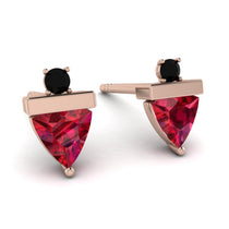 Triangle Ruby Earrings With Round Stone - Estella No. 41 image 1