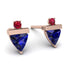 Triangle Sapphire Earrings With Round Stone - Estella No. 59 image 1