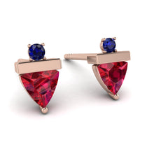Triangle Ruby Earrings With Round Stone - Estella No. 71 image 1