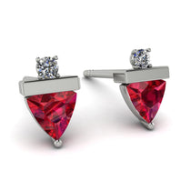 Triangle Ruby Earrings With Round Stone - Estella No. 12 image 1