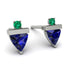 Triangle Sapphire Earrings With Round Stone - Estella No. 30
