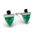 Triangle Emerald Earrings With Round Stone - Estella No. 36 image 1