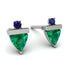 Triangle Emerald Earrings With Round Stone - Estella No. 66