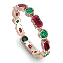 Emerald Cut Ruby Bezel Eternity Ring - Genevieve No. 26 image 1