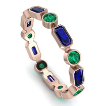 Emerald Cut Sapphire Bezel Eternity Ring - Genevieve No. 29 image 1
