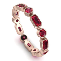 Emerald Cut Ruby Bezel Eternity Ring - Genevieve No. 56 image 1