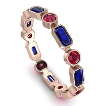 Emerald Cut Sapphire Bezel Eternity Ring - Genevieve No. 59 image 1