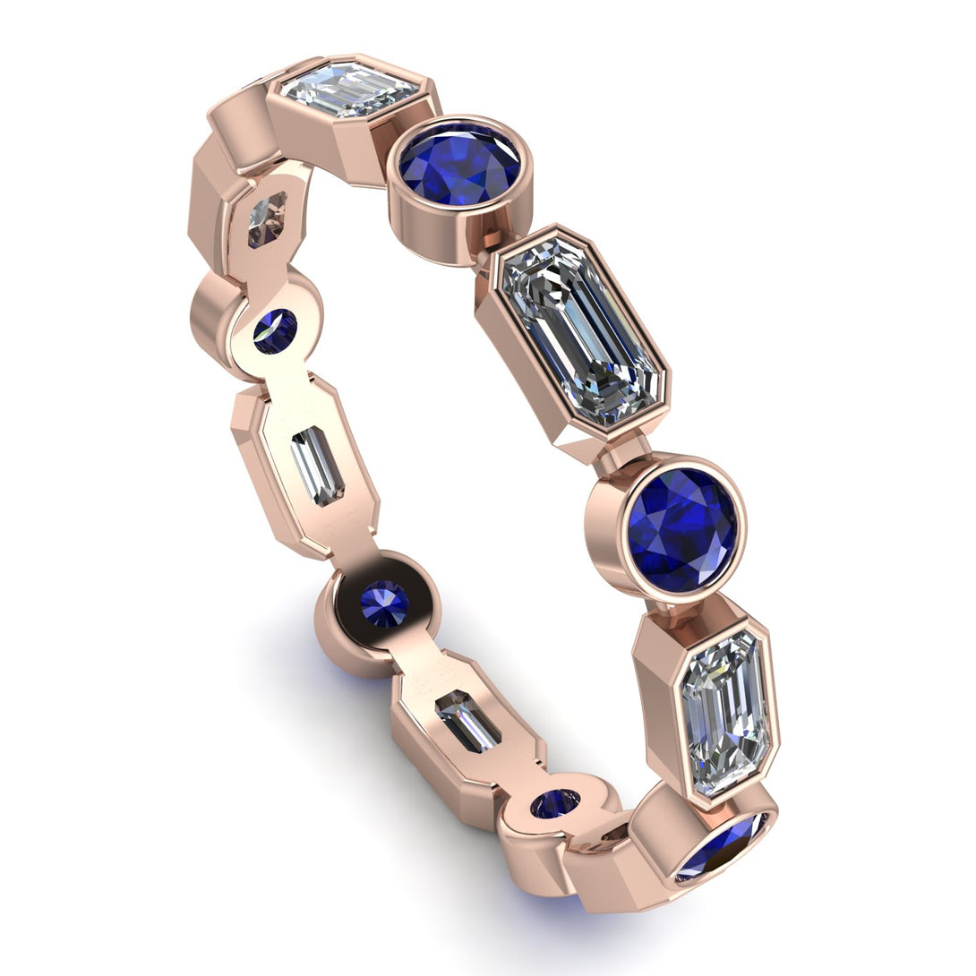 Emerald Cut Diamond Bezel Eternity Ring - Genevieve No. 62