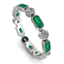Emerald Cut Emerald Bezel Eternity Ring - Genevieve No. 6 image 1