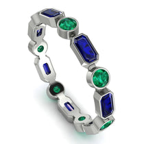 Emerald Cut Sapphire Bezel Eternity Ring - Genevieve No. 30 image 1
