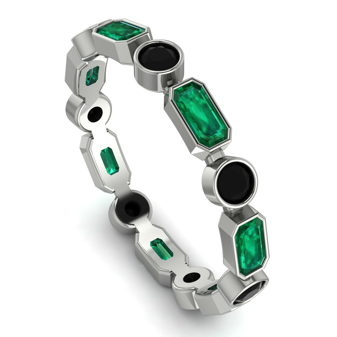Emerald Cut Emerald Bezel Eternity Ring - Genevieve No. 36