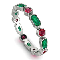 Emerald Cut Emerald Bezel Eternity Ring - Genevieve No. 51 image 1