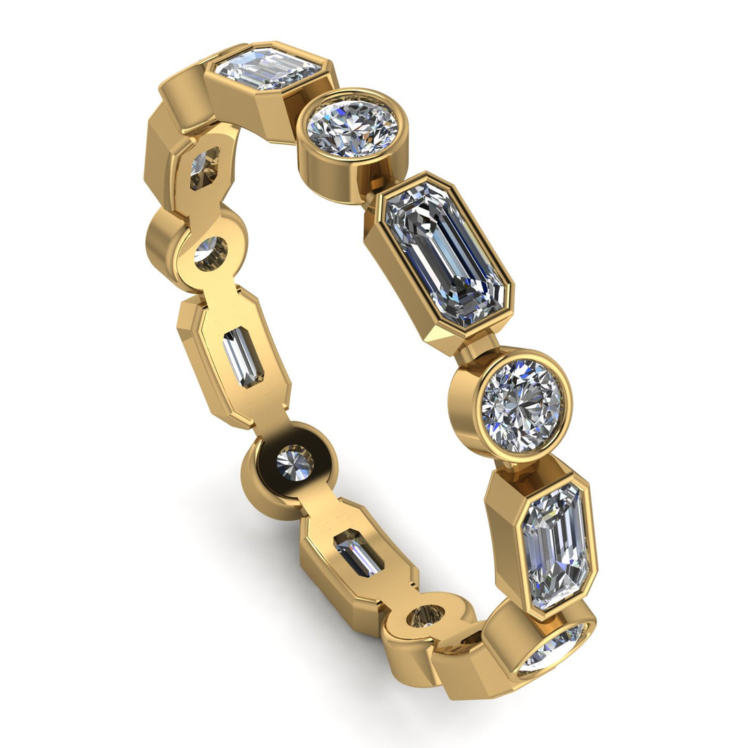 Emerald Cut Diamond Bezel Eternity Ring - Genevieve No. 1