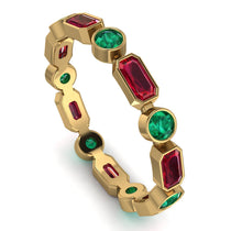 Emerald Cut Ruby Bezel Eternity Ring - Genevieve No. 25 image 1