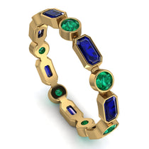 Emerald Cut Sapphire Bezel Eternity Ring - Genevieve No. 28 image 1