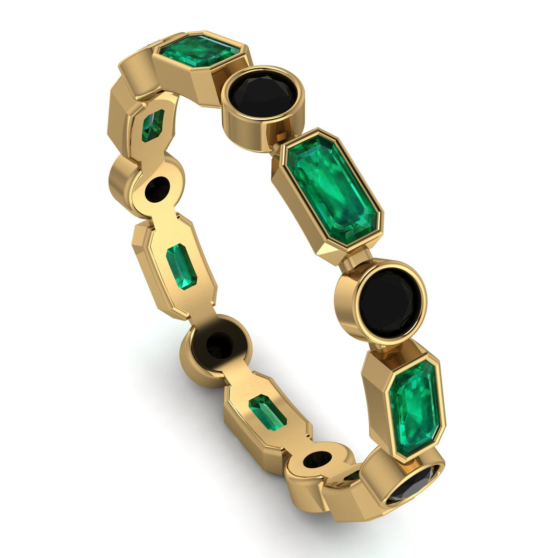 Emerald Cut Emerald Bezel Eternity Ring - Genevieve No. 34