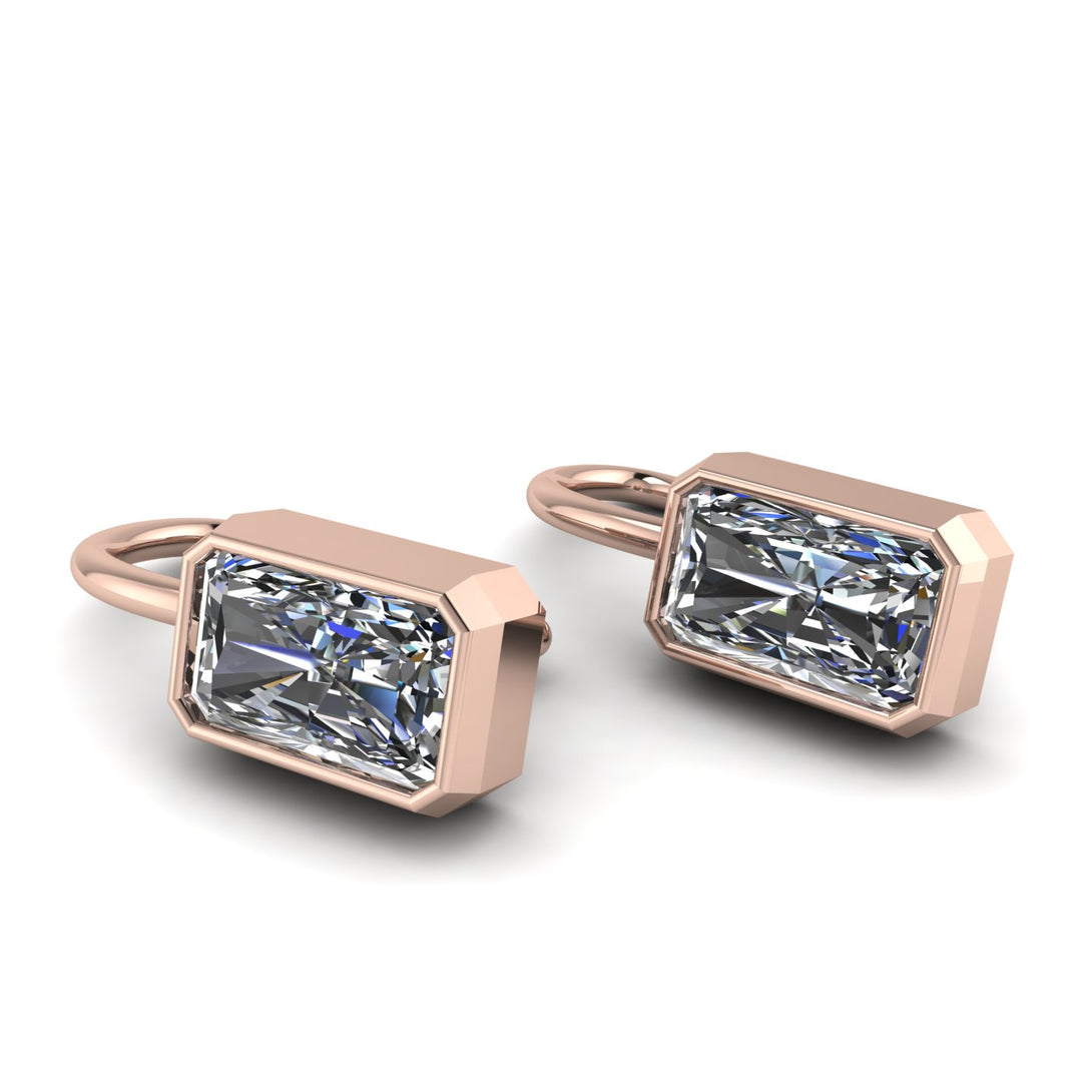 Bezel Diamond Emerald Earrings - Perla No. 2