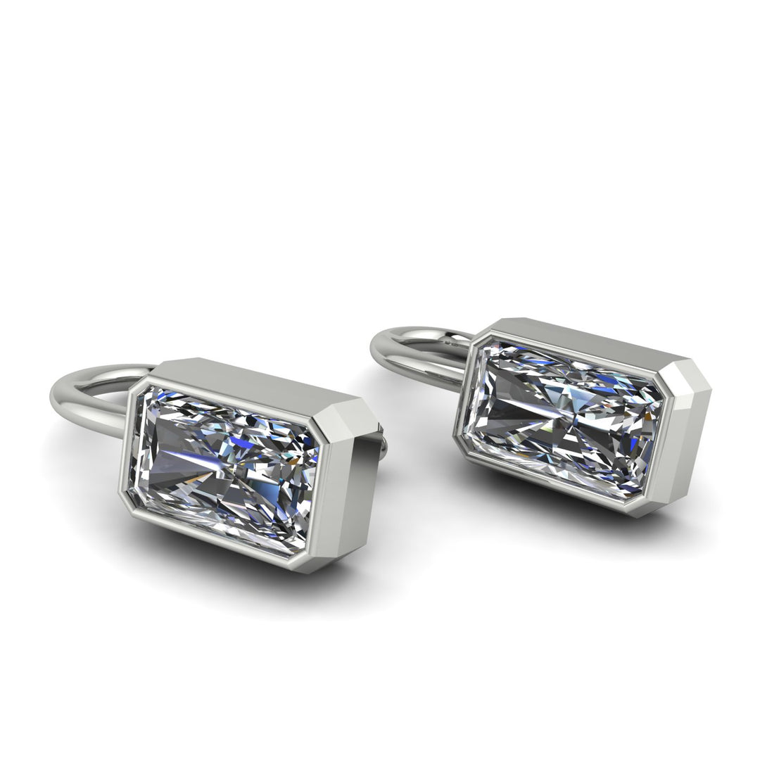 Bezel Diamond Emerald Earrings - Perla No. 3