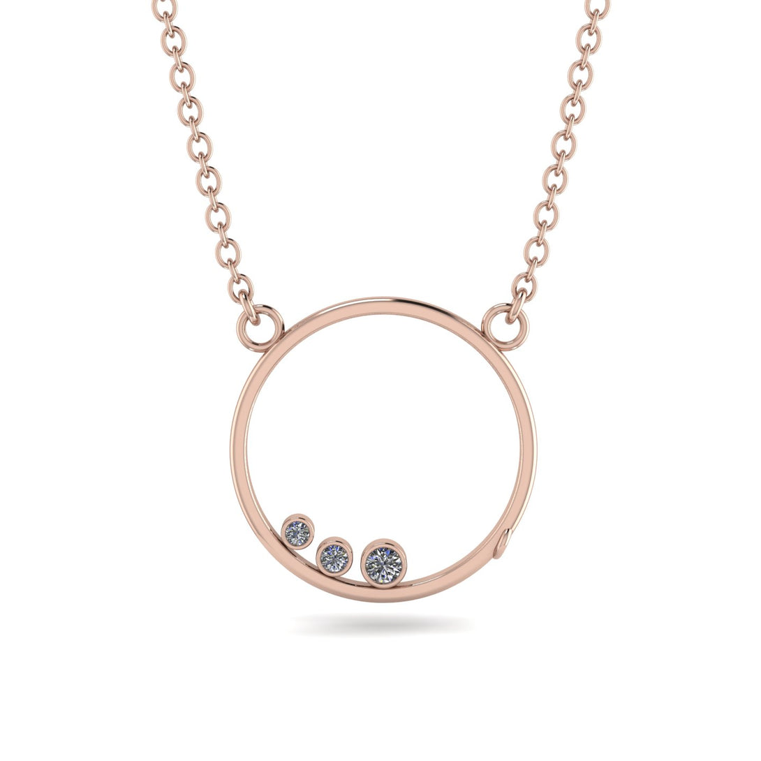 3 Diamond Round Necklace - Raina No. 2