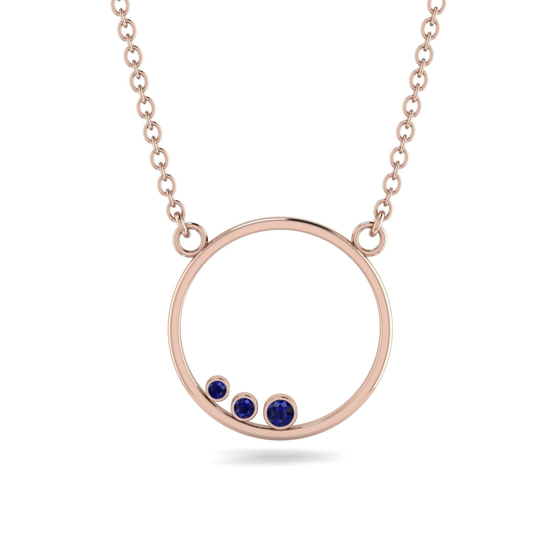 3 Sapphire Round Necklace - Raina No. 14