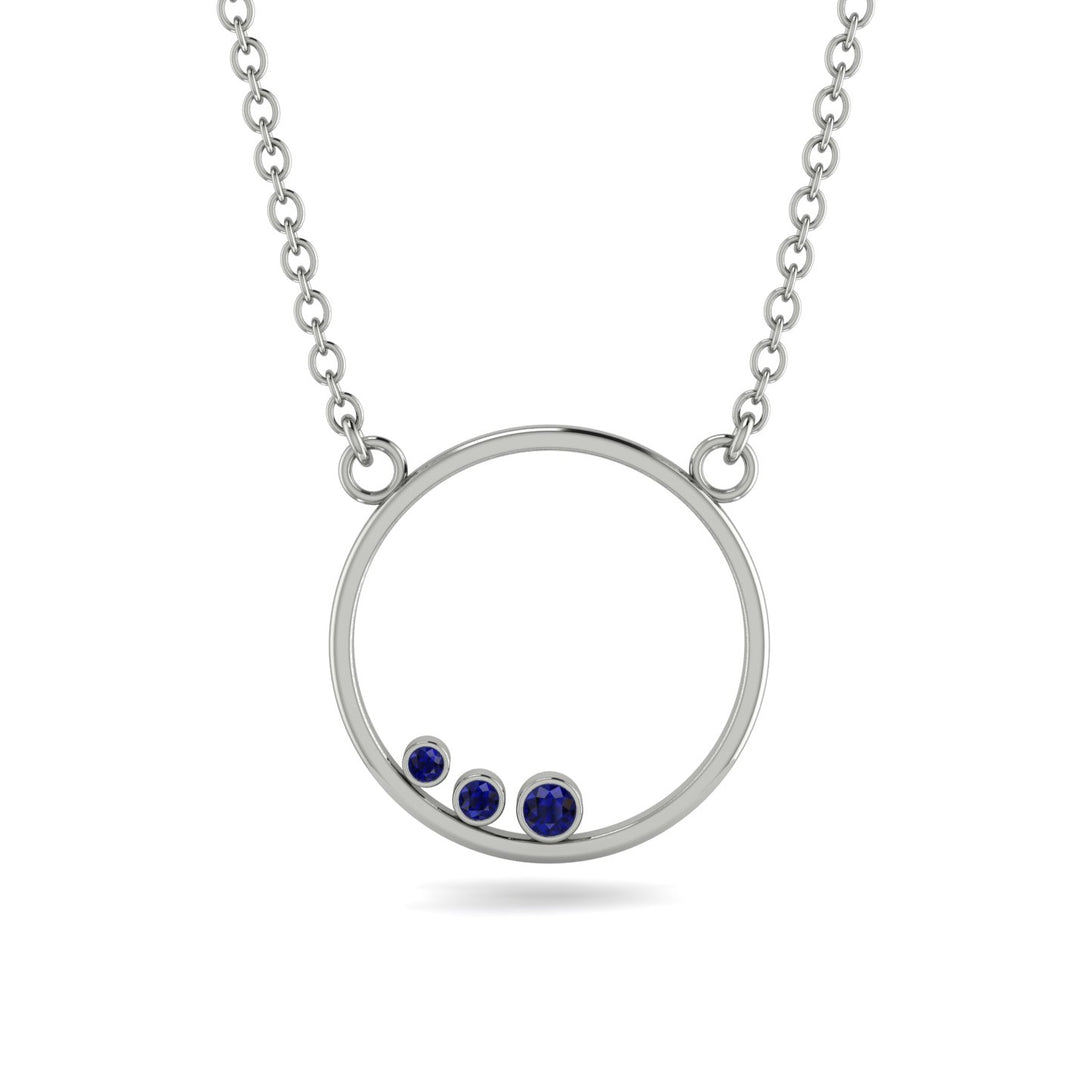 3 Sapphire Round Necklace - Raina No. 15