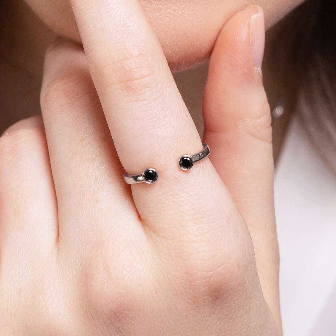Open Bezel Black Diamond Ring - Khloe No. 9