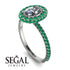 Oval Diamond Halo Hidden Emeralds Ring - Amy No. 18 image 2