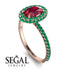 Oval Ruby Halo Hidden Emeralds Ring - Amy No. 26 image 2