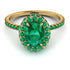 Oval Emerald Halo Hidden Emeralds Ring - Amy No. 19