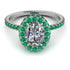 Oval Diamond Halo Hidden Emeralds Ring - Amy No. 18 image 1