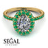 Oval Diamond Halo Hidden Emeralds Ring - Amy No. 16 image 10