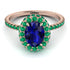 Oval Sapphire Halo Hidden Emeralds Ring - Amy No. 29 image 1