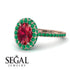 Oval Ruby Halo Hidden Emeralds Ring - Amy No. 26 image 3