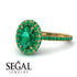 Oval Emerald Halo Hidden Emeralds Ring - Amy No. 19