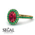 Oval Ruby Halo Hidden Emeralds Ring - Amy No. 25 image 3