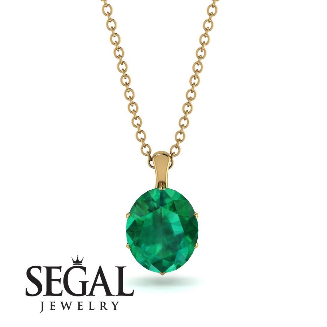 Oval Emerald Hidden Halo Necklace - Gemma No. 4
