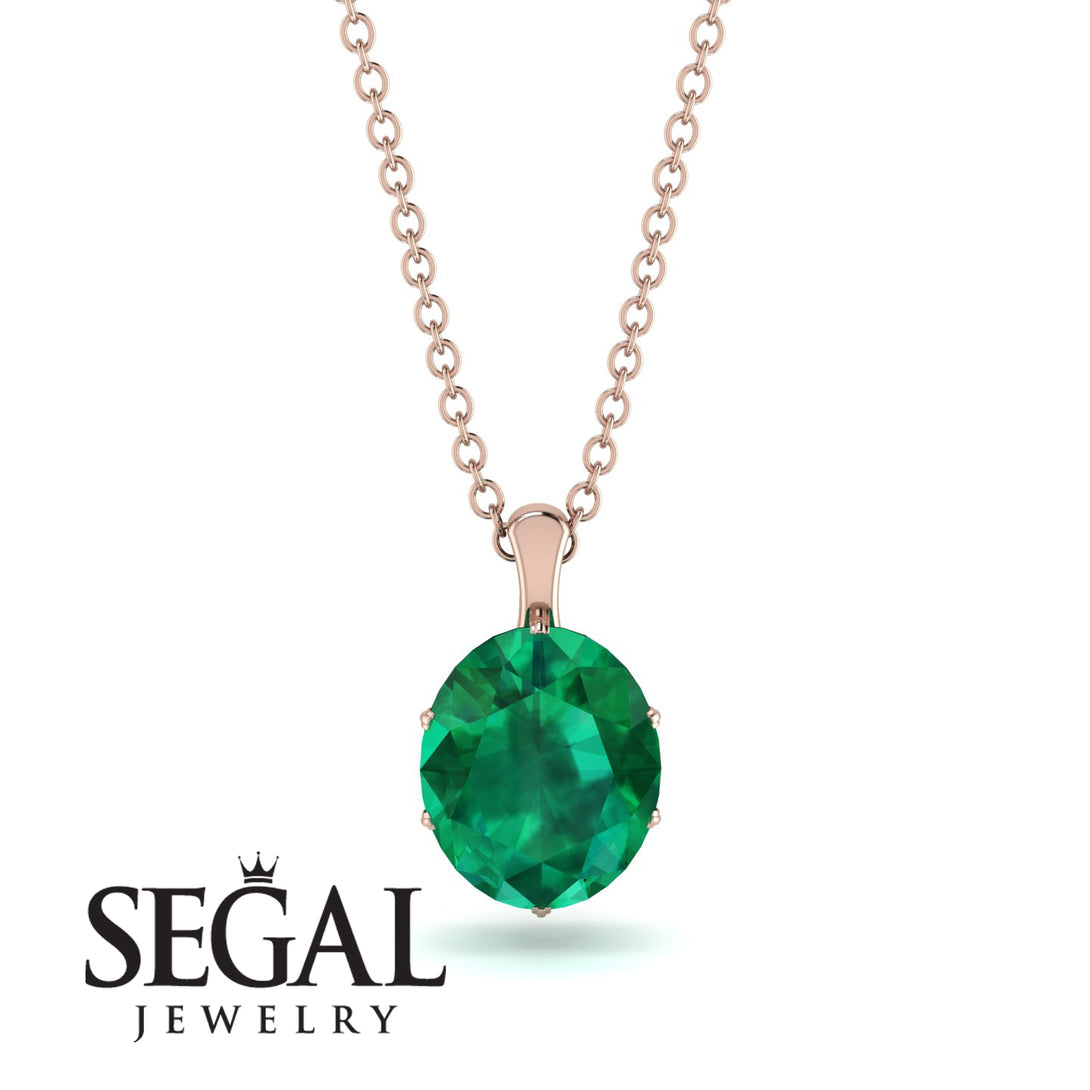 Oval Emerald Hidden Halo Necklace - Gemma No. 5