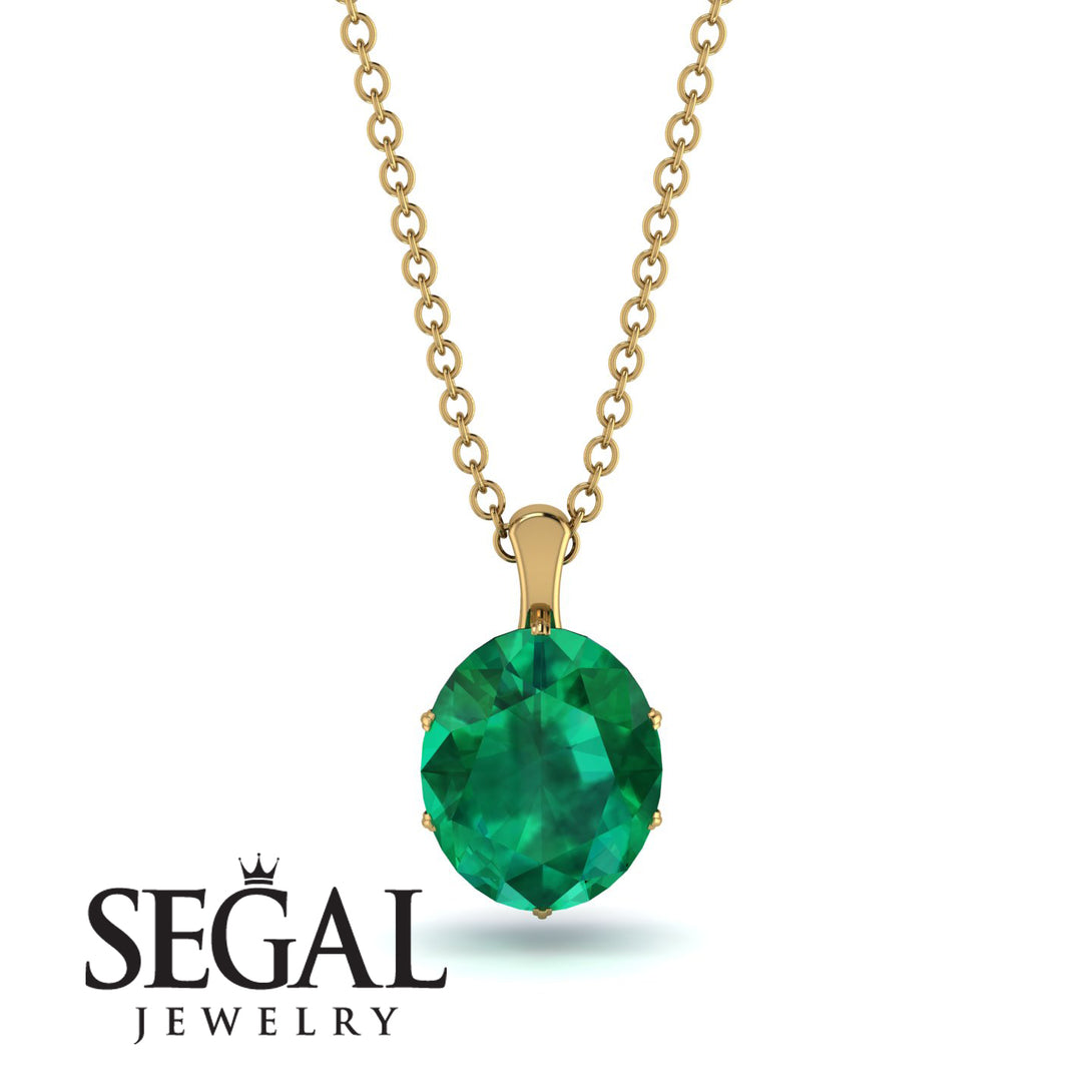Oval Emerald Hidden Halo Necklace - Gemma No. 64