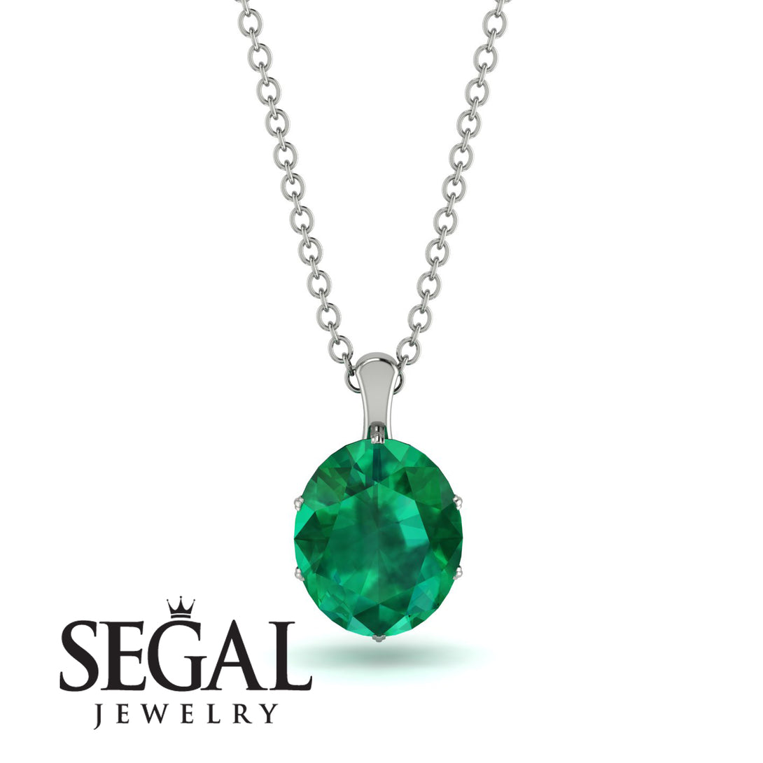 Oval Emerald Hidden Halo Necklace - Gemma No. 21