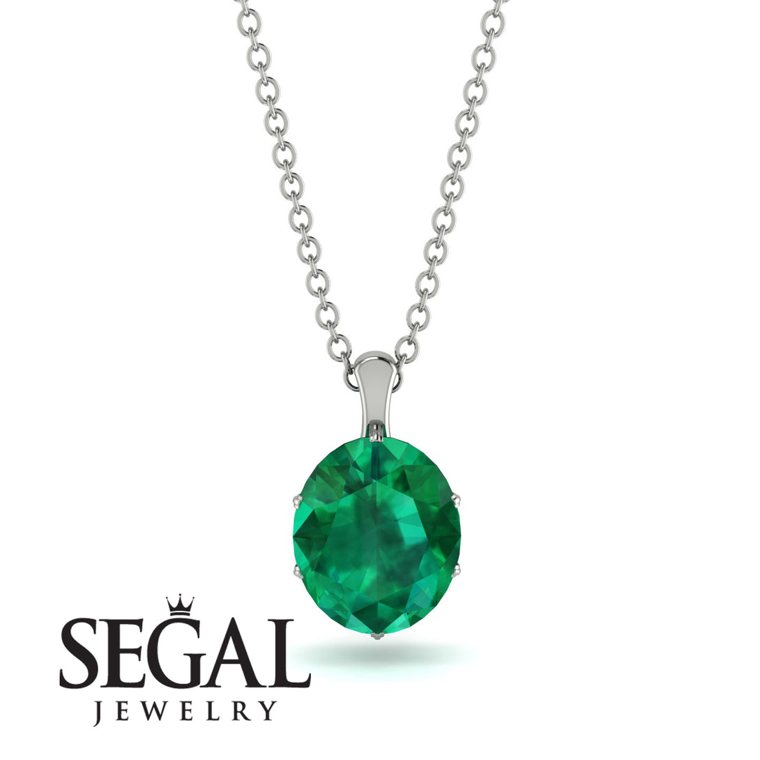 Oval Emerald Hidden Halo Necklace - Gemma No. 6