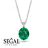Oval Emerald Hidden Halo Necklace - Gemma No. 6