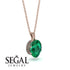 Oval Emerald Hidden Halo Necklace - Gemma No. 5