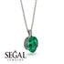 Oval Emerald Hidden Halo Necklace - Gemma No. 6