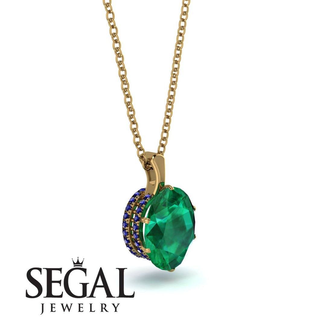 Oval Emerald Hidden Halo Necklace - Gemma No. 64