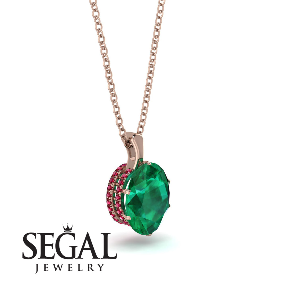 Oval Emerald Hidden Halo Necklace - Gemma No. 50