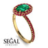 Oval Emerald Halo Hidden Rubies Ring - Amy No. 49