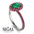 Oval Emerald Halo Hidden Rubies Ring - Amy No. 51