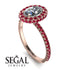 Oval Diamond Halo Hidden Rubies Ring - Amy No. 47 image 2